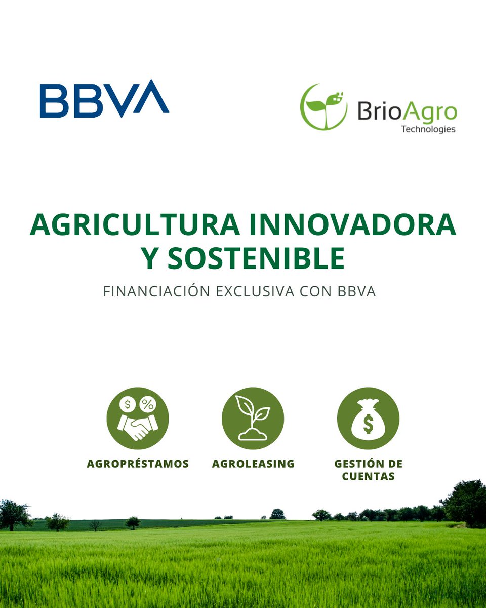 𝐀𝐆𝐑𝐈𝐂𝐔𝐋𝐓𝐔𝐑𝐀 𝐈𝐍𝐍𝐎𝐕𝐀𝐃𝐎𝐑𝐀 𝐘 𝐒𝐎𝐒𝐓𝐄𝐍𝐈𝐁𝐋𝐄: 𝐅𝐈𝐍𝐀𝐍𝐂𝐈𝐀𝐂𝐈𝐎́𝐍 𝐄𝐗𝐂𝐋𝐔𝐒𝐈𝐕𝐀 𝐂𝐎𝐍 𝐁𝐁𝐕𝐀

BBVA y BrioAgro se unen para ofrecerte una agricultura más competitiva y sostenible. 

Descubre más:
➡︎ brioagro.com/es/bbva-y-brio…

#bbva #brioagro