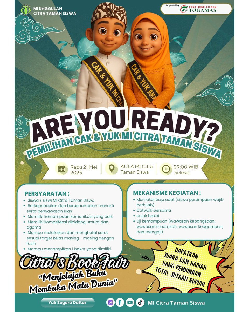 Togamas_Margo's tweet photo. ❗❓ A R E Y O U R E A D Y ❗❓
Pemilihan Cak &amp; Yuk MI Citra Taman Siswa

Buat kalian yang ingin menjadi Cak &amp; Yuk, serta memenuhi persyaratan boleh banget langsung daftar jadi Cak &amp; Yuk,

🔥SAAT NYA TUNJUKKAN PESONAMU🔥
#TheLastOfUs #surabaya #ONEPIECE #GalaxyS25 #HIGHLIGHT https://t.co/tpPNYnRjmJ