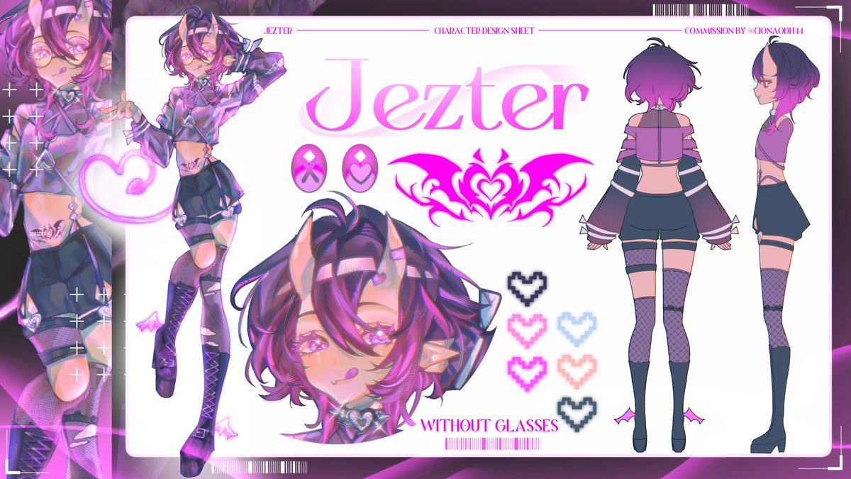 cionaodh44's tweet image. I made TheJezterGuy character design and reference sheet!😈💜
#VGen #VGenComm