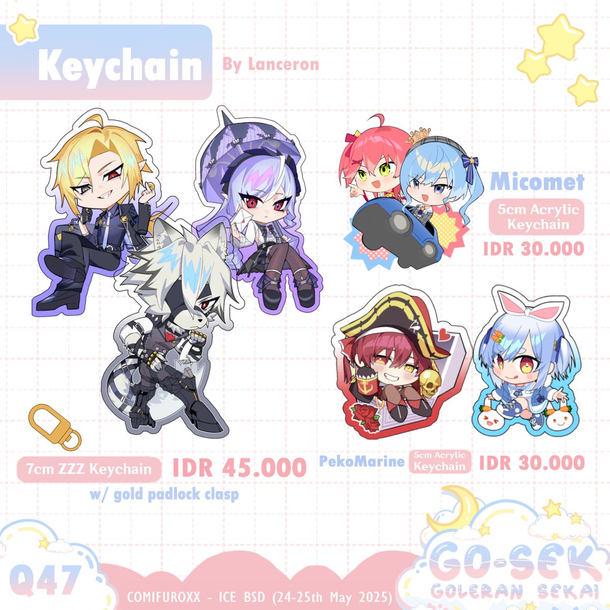 goleransekai's tweet image. (1/3)  RT very appreciated! 💕 

Our full catalog thread for CF20! 
Booth : Q47 - Go-sek x Rampuunya

Please check us out &amp;amp; visit us! 🌟

Fandom : Honkai Star Rail, Genshin Impact, ZZZ, Hololive, Holostars, Dokibird, Arknights, Blue Archive
#Comifuro20 #comifuro20catalog