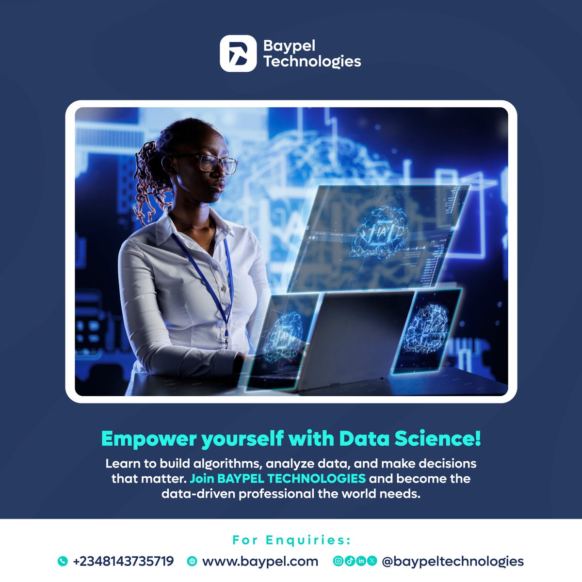 baypeltech's tweet photo. Upskill with Data Science and become part of the digital revolution.
Join our learning community at BAYPEL TECHNOLOGIES ...
📍Start today. Your future is data driven
Tap the link to connect with like-minded techies:
https://t.co/KRfzYkmXVV   #DataScience #TechForAll https://t.co/ExtkaYEALY
