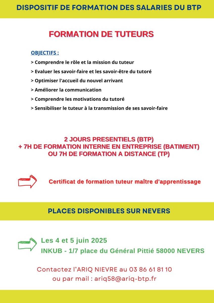 Formez vos salariés au tutorat les 4 et 5 juin à Nevers !