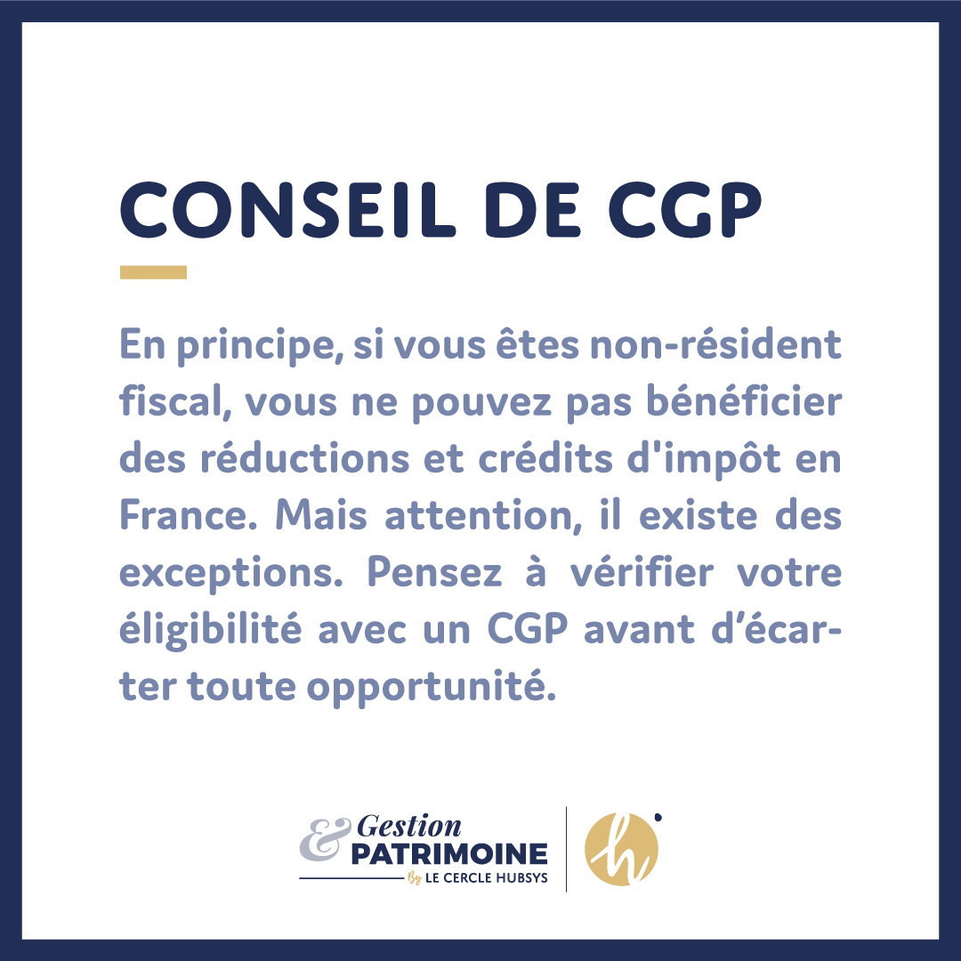 Gest_Patrimoine's tweet image. 💡 Non-résident ne veut pas toujours dire non aux avantages fiscaux !

En règle générale, les réductions et crédits d’impôt en France ne s’appliquent pas aux contribuables expatriés.

 Mais… des exceptions existent !

#ConseilDeCGP #NonRésident #Fiscalité #CréditImpôt