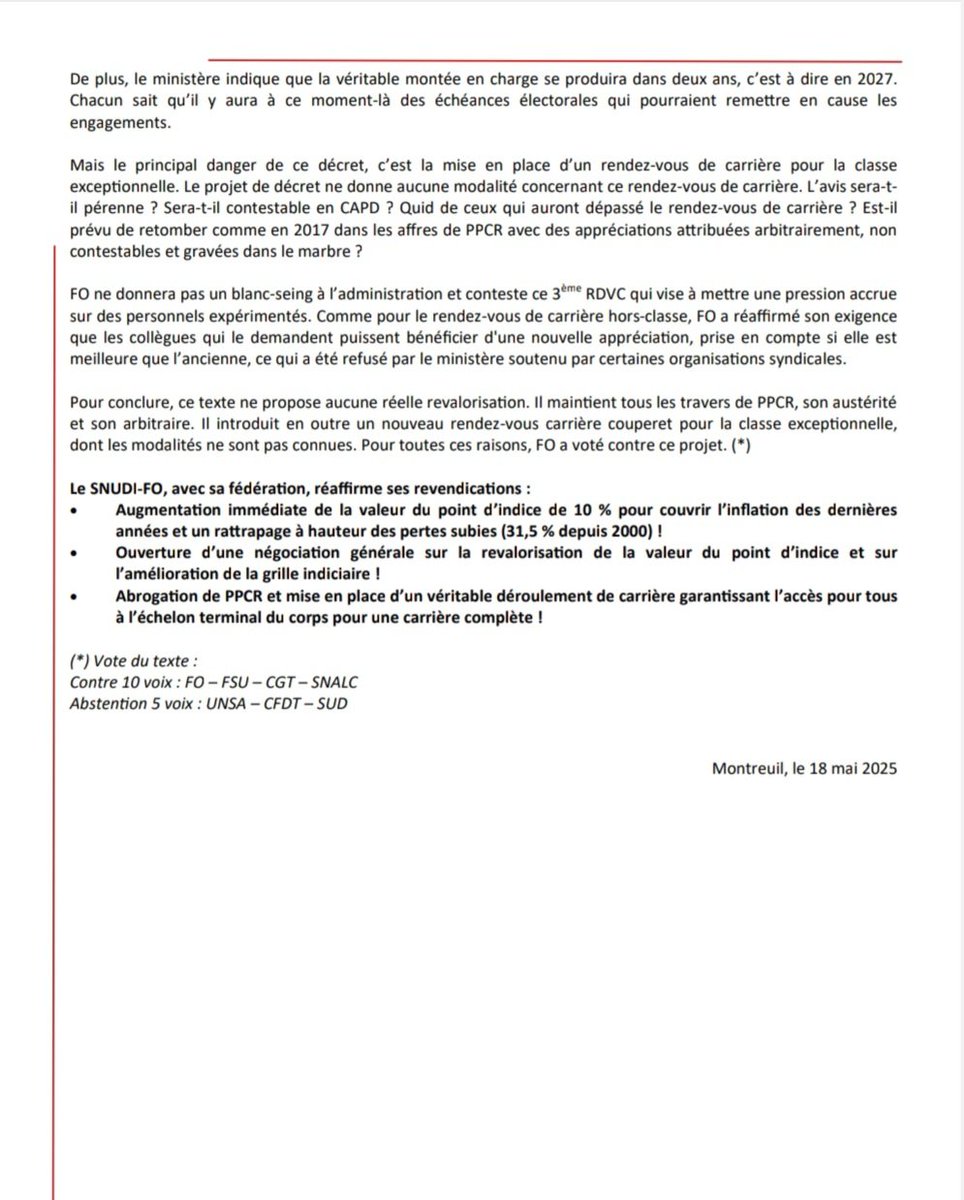 Modification du déroulement de carrière PPCR : Aucune réelle revalorisation et un nouveau rendez-vous de carrière pour la classe exceptionnelle !