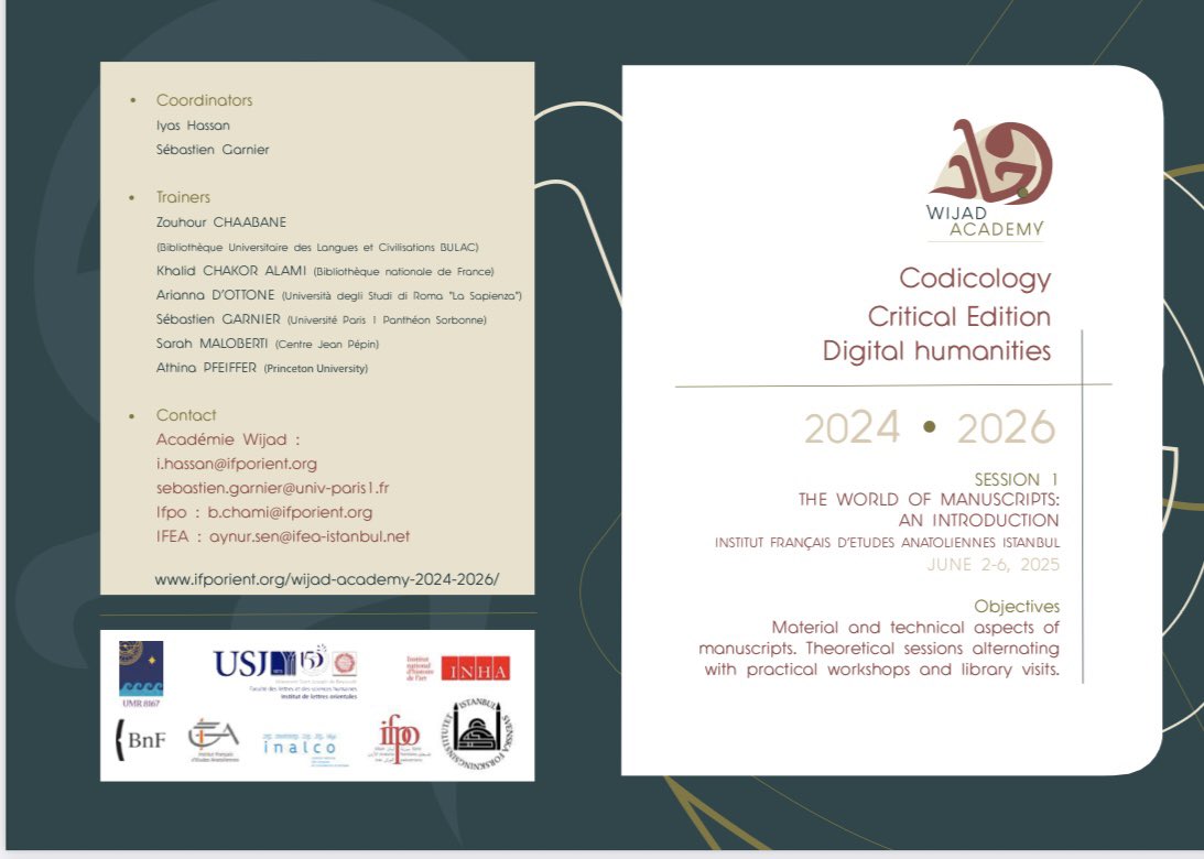 AriDot1's tweet image. Wijad Academy - Codicology, Critical Editions, Digital humanities
Honoured to be one of the trainers
INALCO- IfPO - INHA - BnF and much more institutions involved