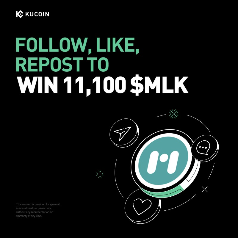 kucoincom's tweet photo. #Giveaway Alert: Celebrate the migration of $MLK with KuCoin!

 1️⃣ Follower of @kucoincom &amp; @milk_alliance
 2️⃣ Repost, Like with quote "Trade $MLK on #KuCoin!" + tag 3 friends
 3️⃣ Fill out Gleam form

 🎁 11,100 $MLK for 100 winners! 
 ⏰ 48 hours