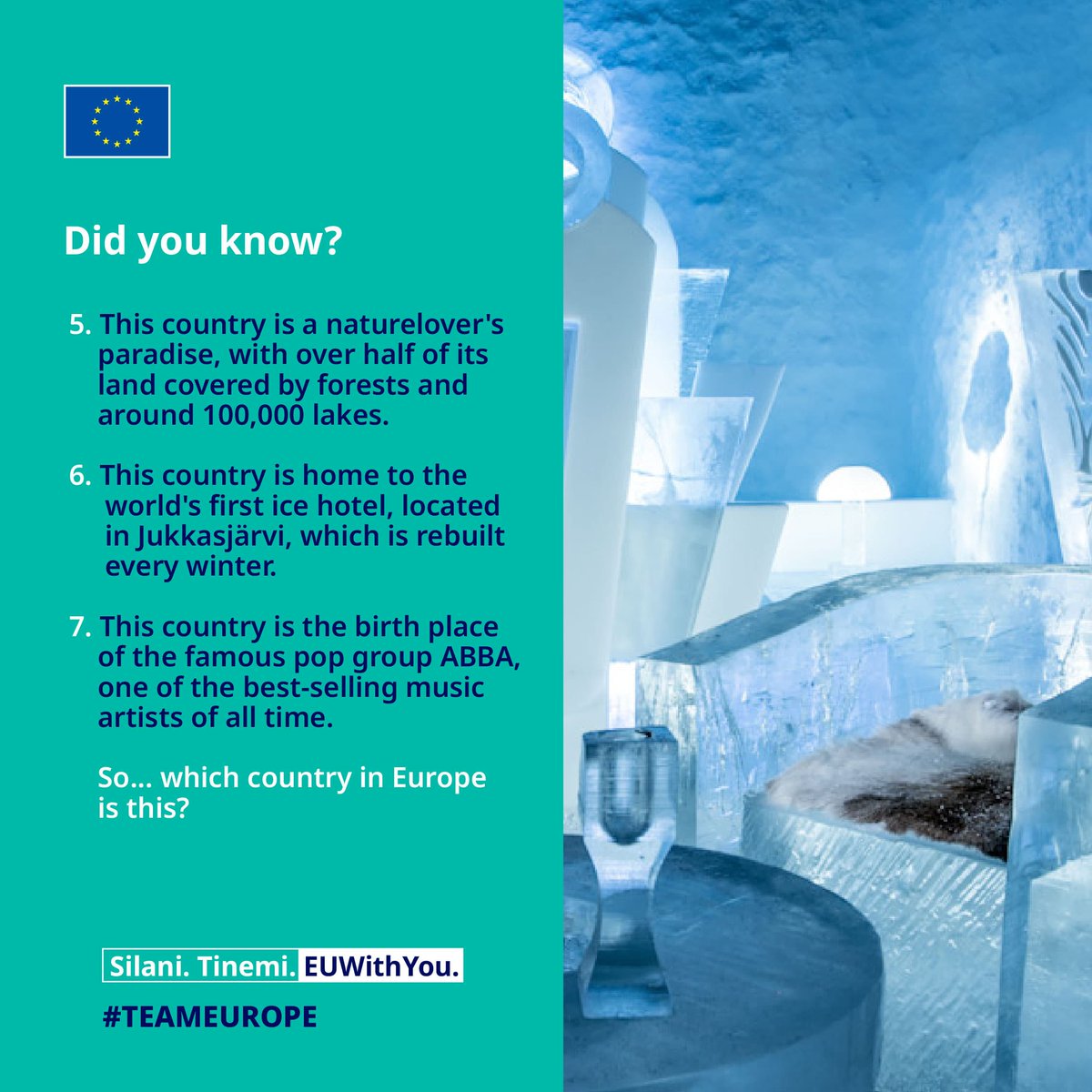 🇪🇺EUROPE MONTH QUIZ!🇪🇺
☕Today’s country gives out the Nobel Prize, enjoys coffee like it’s a lifestyle, and sees sunlight at midnight 
Know it? Reply with your guess you might just win some cool prizes 🎁
#Silani #Tinemi #EUWithYou🇪🇺🇿🇼