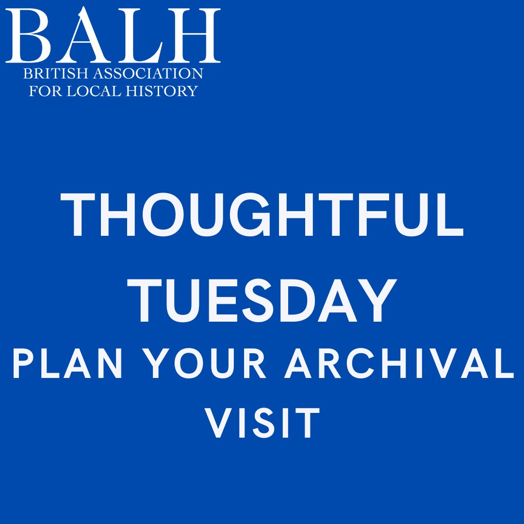 BALHNews's tweet photo. This Thoughtful Tuesday, we’re encouraging you to prepare for archival visits. Many archives want advance bookings so make sure you write ahead to reserve your place and documents.
#WeAreLocalHistory #LocalHistoryForAll #FamilyHistory #HistoryTips #LocalHistory https://t.co/3PFzagKjVf
