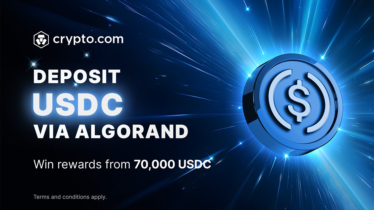 USDC deposits via #Algorand are now available in the  https://t.co/vCNztATkNg App 💵 Deposit your $USDC for a chance to win an  even share of US$70,000 in USDC! 💡 Join with a US$50