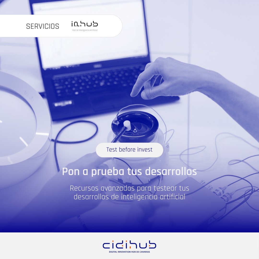 🔧 Testea y valida tus desarrollos en IA con AIHUB.

✅ Nuestros servicios especializados te ofrecen laboratorios de IA y demostradores sectoriales, además de pruebas de concepto y proyectos pilotos reales. ¡Solicítalos!

🔗 cidihub.org/iahub/

#CIDIHUBCanarias