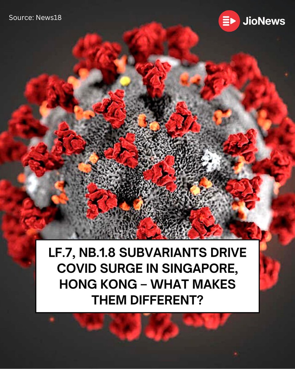 JioNews's tweet photo. Covid Comeback: LF.7 & NB.1.8 Variants Spark Surge in Asia
Read more: https://t.co/rIXUXgmrNd
#Covid19 #LF7 #NB18 #AsiaCovidSurge #NewVariants #HealthAlert #Singapore #HongKong https://t.co/7hEdQXCLj8