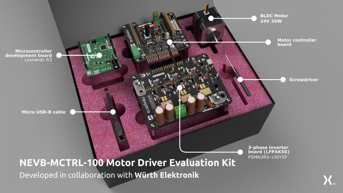Alongside Wurth Elektronik, we've developed a new motor driver evaluation kit designed for easy evaluation of Nexperia MOSFETs and gate drivers. 
Request yours today: nexperia.com/applications/e…