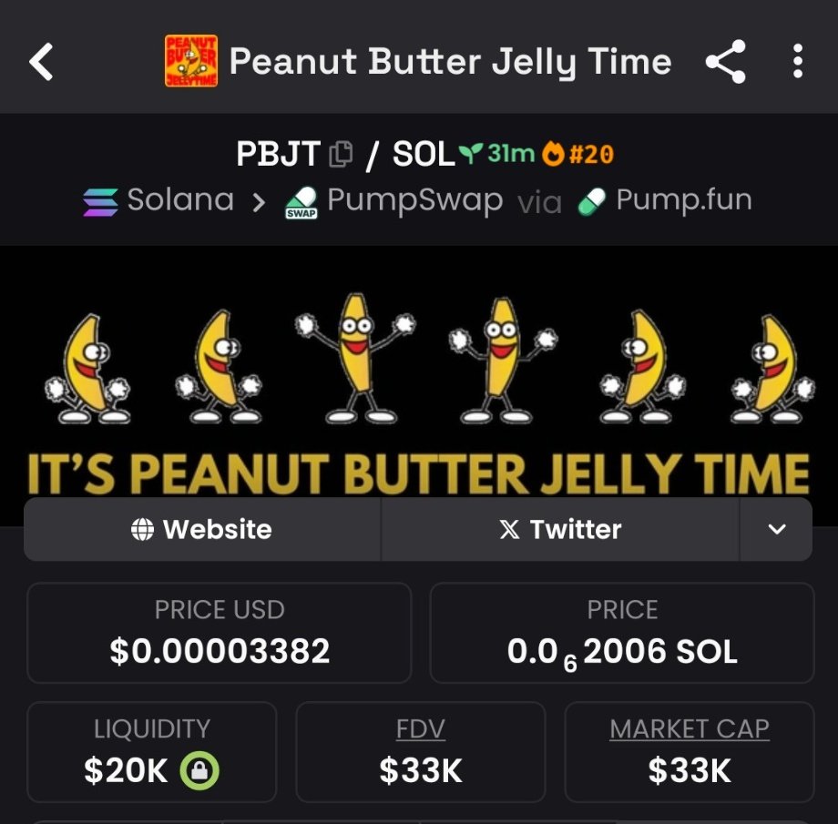degenThibault's tweet photo. Highlighted $PBJT at $33k market cap in my TG community 🌕
#Solana #memecoin #crypto #PBJT https://t.co/DeHp0PrHIf