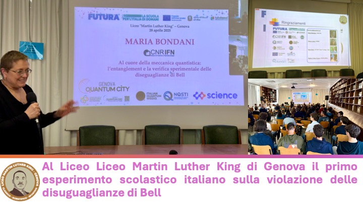 Progetto Co.Science (@cosciencee) on Twitter photo <a href="/CoSciencee/">Progetto Co.Science</a> supporter di un traguardo storico: per la prima volta in Italia studenti, studentesse e docenti al Liceo M.L. King di Genova replicano lโesperimento premiato con il Nobel per la Fisica2022. Fisica quantistica in percorso didattico finanziato dal #PNRR #STEM <a href="/CoSciencee/">Progetto Co.Science</a> supporter di un traguardo storico: per la prima volta in Italia studenti, studentesse e docenti al Liceo M.L. King di Genova replicano lโesperimento premiato con il Nobel per la Fisica2022. Fisica quantistica in percorso didattico finanziato dal #PNRR #STEM