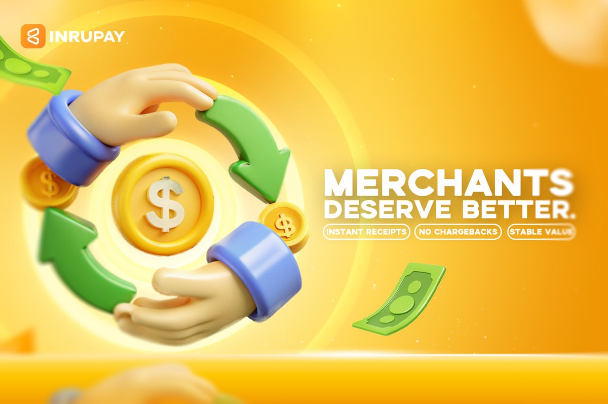 Inrupay's tweet photo. Merchants deserve better.

🧾 Instant receipts
⛔ No chargebacks
✅ Stable value

Accept INRU, not excuses.

#MerchantSolutions #Stablecoin #InrupayForBusiness https://t.co/c0URCY43Xr