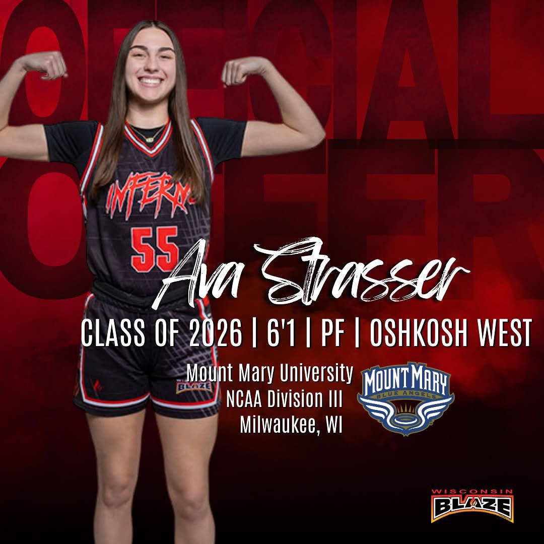 Wisconsin Blaze Girls Basketball (@wisconsinblaze) on Twitter photo Congrats to Ava Strasser (2026 | 6’1” | PF | Oshkosh West) on receiving an offer to continue her academic and athletic career at Mount Mary! Thank you to the coaches and staff at Mount Mary for the offer! <a href="/Ava_Strasser/">Ava Strasser</a> <a href="/WIBlazeInferno/">WI Blaze Inferno Girls</a> Congrats to Ava Strasser (2026 | 6’1” | PF | Oshkosh West) on receiving an offer to continue her academic and athletic career at Mount Mary! Thank you to the coaches and staff at Mount Mary for the offer! <a href="/Ava_Strasser/">Ava Strasser</a> <a href="/WIBlazeInferno/">WI Blaze Inferno Girls</a>