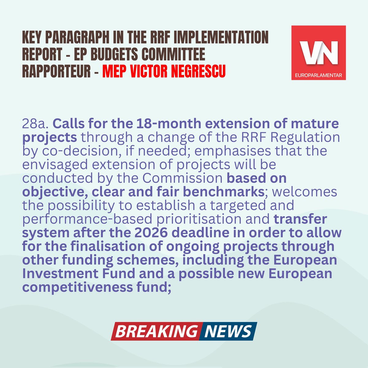 ✅ Important day in the <a href="/Europarl_EN/">European Parliament</a>! We adopt the #RRF implementation report that I coordinate as rapporteur for the <a href="/EP_Budgets/">BUDG Committee Press</a>, calling on the <a href="/EU_Commission/">European Commission</a> to:

⏳ Extend NRRP project implementation by 18 months  
🔄 Facilitate access to other European funding sources