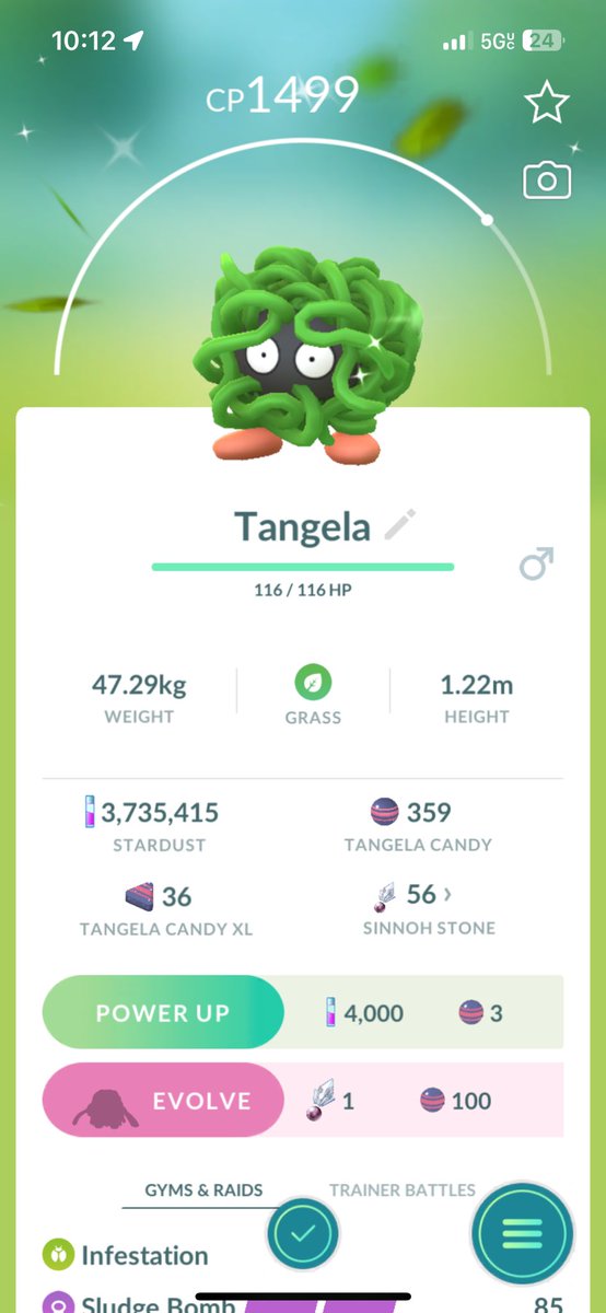 dead_sunflowers's tweet photo. finally 🥹 wanted one for so long #ShinyTangela 💚 #ShinyPokemon #shinyhunting #PokemonGo https://t.co/5QBOaL66lQ