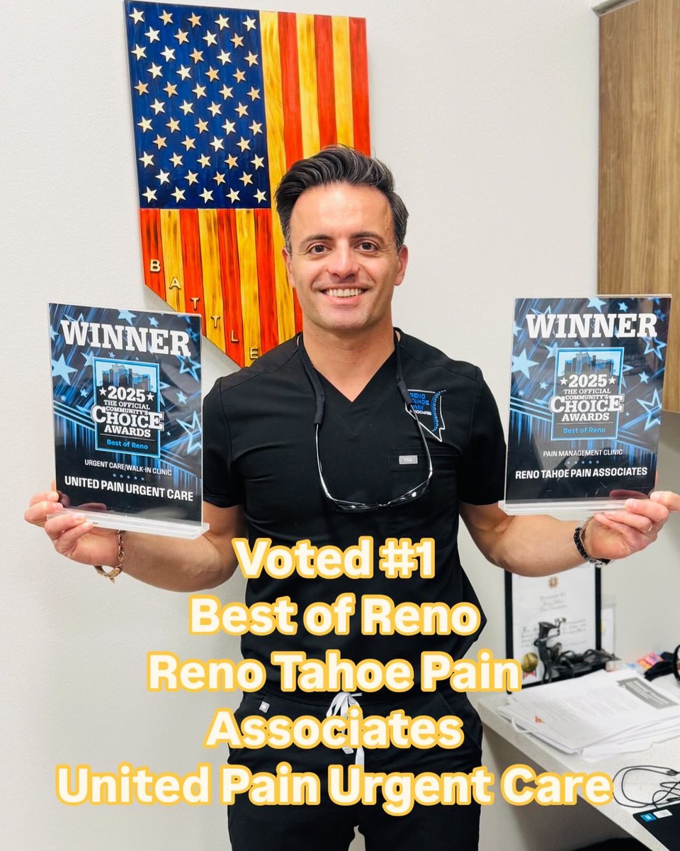 PainUrgent's tweet photo. Thank you Northern Nevada and Reno #BestOfReno #PainUrgentCare #Gratitude #RenoTahoePain #UnitedPainUrgentCare #ChronicPainCare #InnovationInMedicine #communitymatters #fyp #urgentcare #numberone #votedthebest #1 @rt_pain_associates @unitedpainurgentcare https://t.co/ZKNghgq8aK