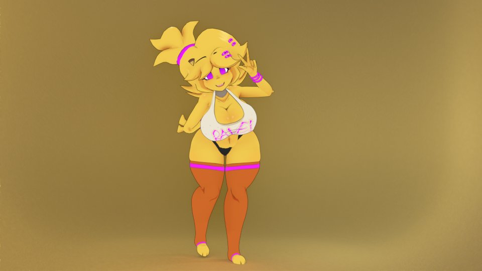 First attempt at rendering thought id share, hope to do more of these with the girls.

Chiku model made by <a href="/CryptiaCurves/">🔞Cryptia🔞</a> 

#fnia #furry #fazclaireNightclub