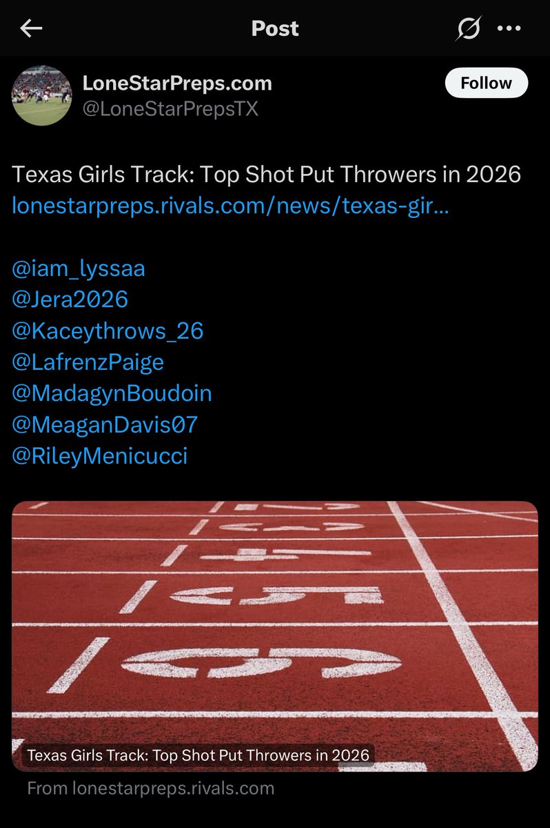 Thank you for including me with this talented group of elite track athletes.