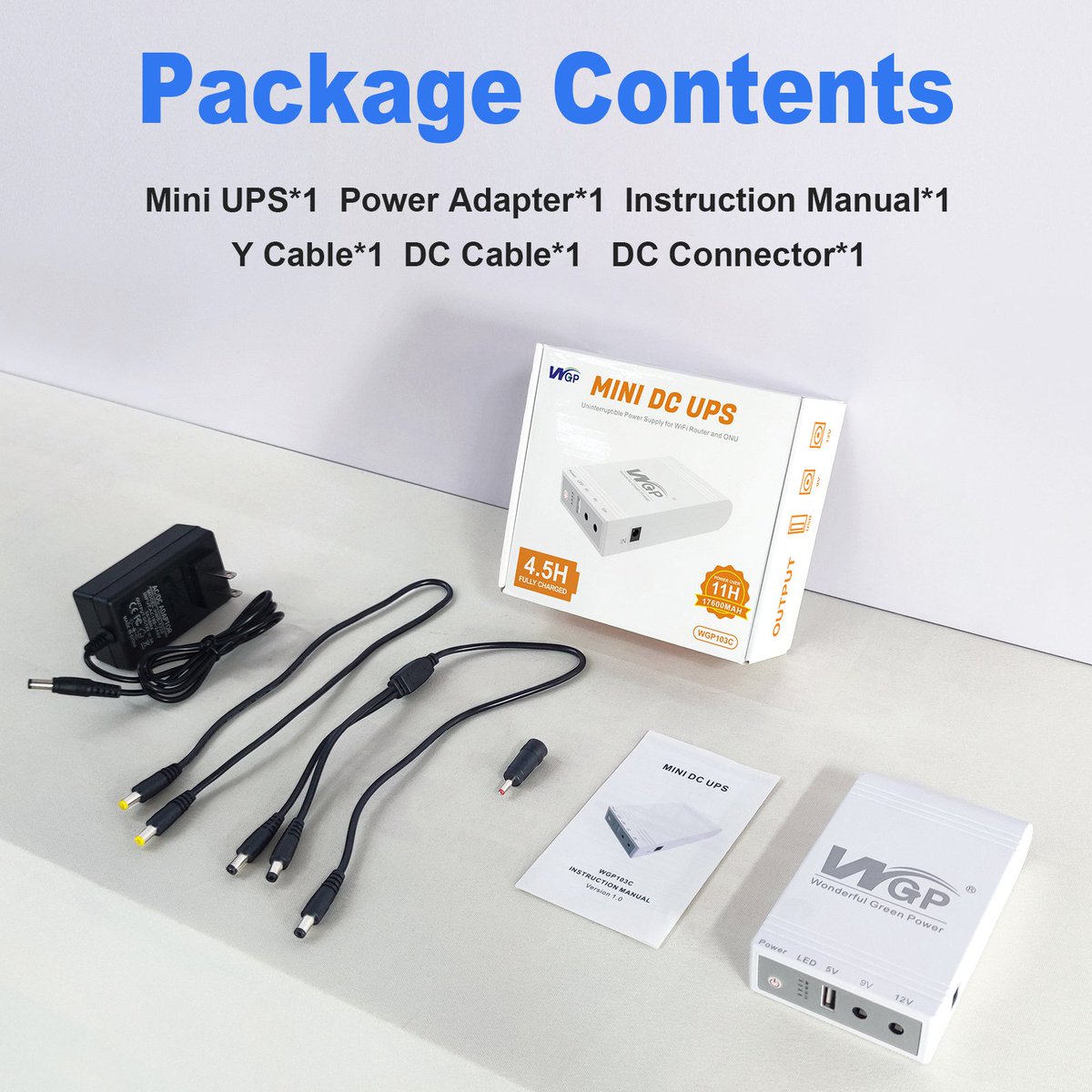 WGP103C-5912
17600MAH CAPACITY
ATTACH 12V 3A PSU
