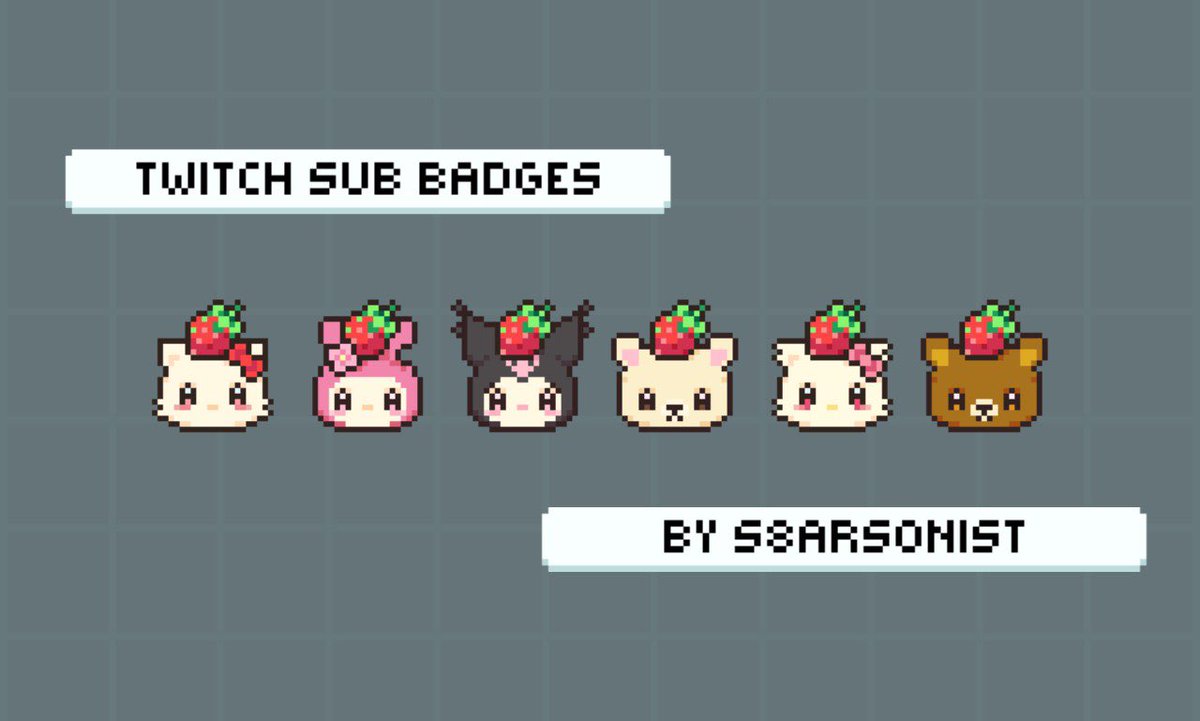 s8artonist's tweet photo. sanrio sub badges for @yukilvr 🐻 soo cute, thanks for ordering :))<3

#pixelart https://t.co/KzqjsRX6mD