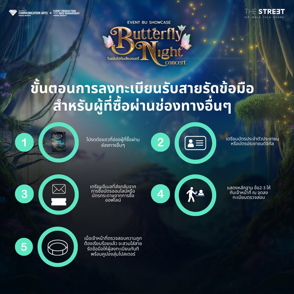 Butterfly_FHC's tweet photo. แจ้งเรื่องกฎระเบียบการเข้าชมคอนเสิร์ตและสิ่งของต้องห้ามภายในงาน

#ButterflyNight_Concert
#คอนเสิร์ตโบยบินไปกับเสียงดนตรี
#FeelFreeLikeAButterfly
#TheStreetRatchada #EventBU
#BenzKhaokhwan
#Galchanie
#Tobii #IRONBOY #ARCHY
#CDGUNTEE https://t.co/m3cNxKQKL8