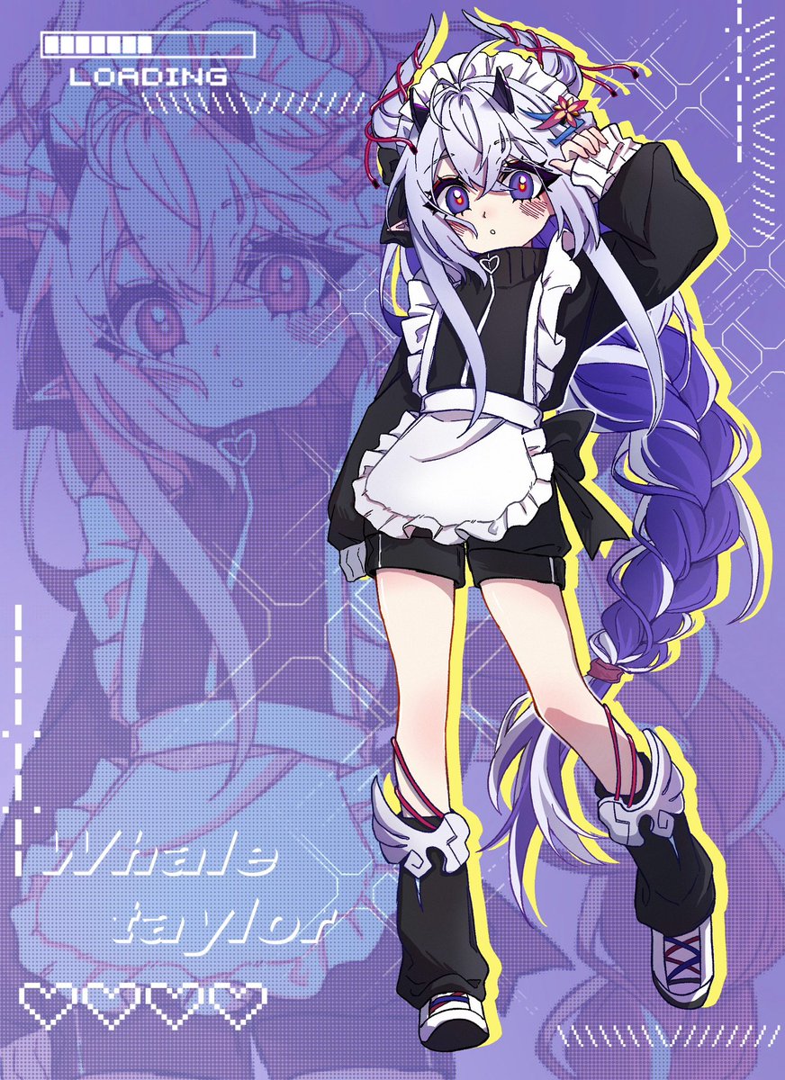 ⚠️  🐋🌸发型捏造あり！三つ編み！

和忆恋合绘的宝宝们单人部分！画了背景单发一份！！o(^▽^)o💜

#ホエテラ #whaletaylor