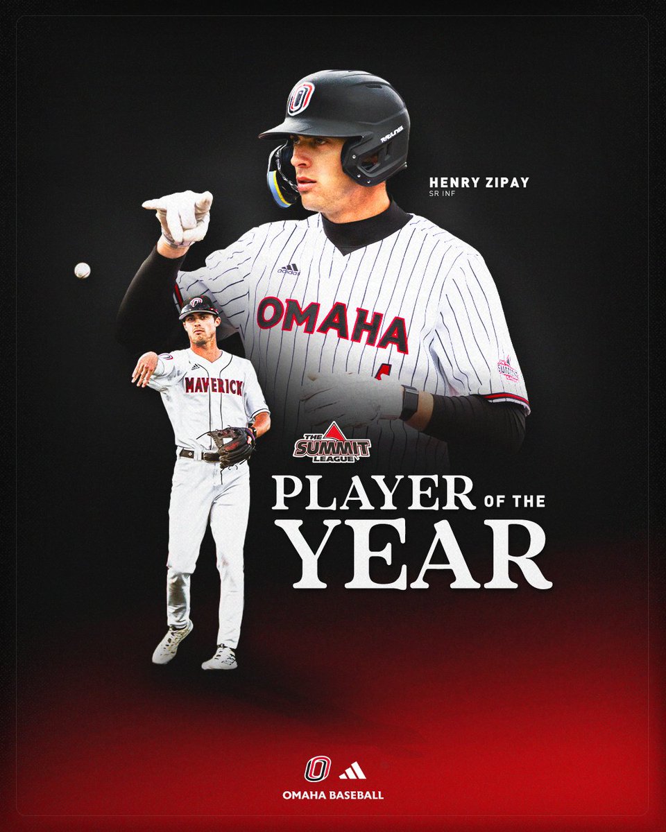 Omaha Baseball (@omahabsb) on Twitter photo Henry's got some new hardware💪🏆
<a href="/HenryZipay/">Henry Zipay</a> is your 2025 <a href="/TheSummitLeague/">The Summit League</a> Player of the Year
▶️.397 batting average (leads league)
▶️.488 on base percentage
▶️Five triples (leads league)
▶️29 game on-base streak
#GoMavs | #ReachTheSummit Henry's got some new hardware💪🏆
<a href="/HenryZipay/">Henry Zipay</a> is your 2025 <a href="/TheSummitLeague/">The Summit League</a> Player of the Year
▶️.397 batting average (leads league)
▶️.488 on base percentage
▶️Five triples (leads league)
▶️29 game on-base streak
#GoMavs | #ReachTheSummit
