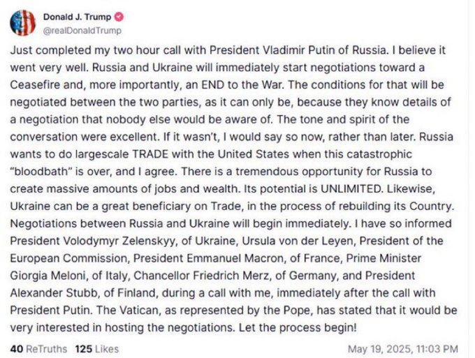 OraclesOfDegen's tweet photo. 💥BREAKING:

TRUMP SAYS PEACE TALKS BETWEEN UKRAINE AND RUSSIA TO IMMEDIATELY STOP THE WAR START NOW. 

PEACE = BULLISH FOR BITCOIN!!!

#Bitcoin #Crypto #PeaceTalks https://t.co/0lPgyGuLbU