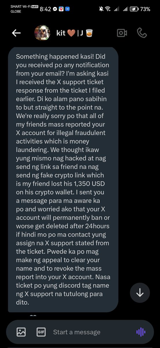 MoonDeStellar's tweet photo. MUNTIK NA KO MASCAM!
Please wag kayo papauto pag ganto tema ng dm sa inyo. https://t.co/Ck58Exq7zI