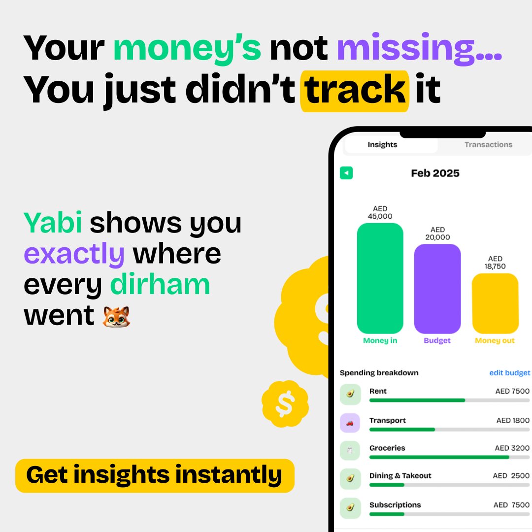 Your money didn’t disappear.
You just forgot about the pizza, coffee, and 17 mini treats. 🍕☕🧃
YABI shows you exactly where every dirham went.
You spend it. We track it. 📊

#MoneyManagement #Money #Fintech #FintechApps #DubaiLife #dxb #Dubai