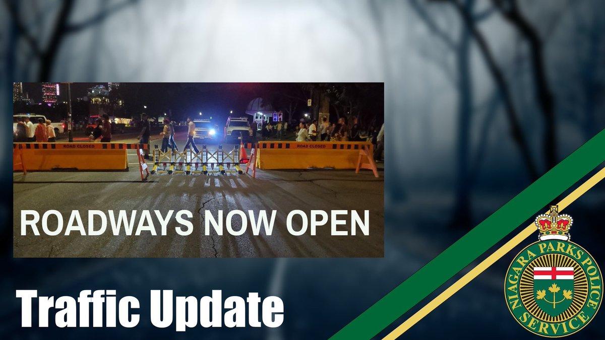 Niagara Parks Police Service (@niagparkspolice) on Twitter photo The Niagara River Parkway has been reopened to regular traffic.
<a href="/NiaFallsFire/">Niagara Falls Fire - Canada</a> <a href="/NiagRegPolice/">NRPS</a> <a href="/NiagaraEMS/">Niagara EMS</a> <a href="/NiagaraParks/">Niagara Parks</a> <a href="/NiagaraTransit/">NiagaraTransit</a> The Niagara River Parkway has been reopened to regular traffic.
<a href="/NiaFallsFire/">Niagara Falls Fire - Canada</a> <a href="/NiagRegPolice/">NRPS</a> <a href="/NiagaraEMS/">Niagara EMS</a> <a href="/NiagaraParks/">Niagara Parks</a> <a href="/NiagaraTransit/">NiagaraTransit</a>