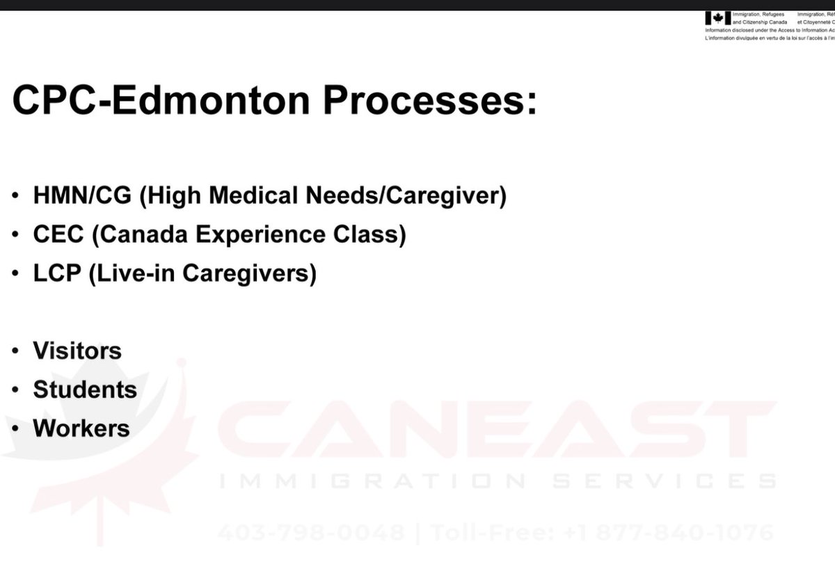 MannyLidher's tweet photo. Which Applications Go to CPC Edmonton:
• CEC (Canadian Experience Class)
• High Medical Needs & Caregiver streams
• Live-in Caregivers
• Visitors, Students & Workers (Inland)
#CdnImm #IRCC #CEC #Caregivers #TRV #WorkPermitCanada #StudyPermitCanada #ExpressEntry #CanadaPR https://t.co/5ksLbMHuzO