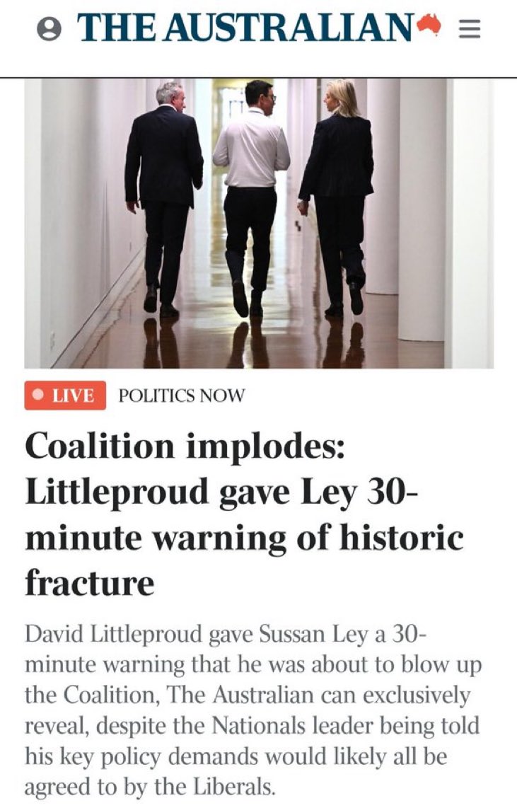 adamnicotera's tweet image. Littleproud gave Ley a 30 minute warning before blowing up the Coalition (aka the Noalition)

#auspol #ausvotes #ausvotes2025
