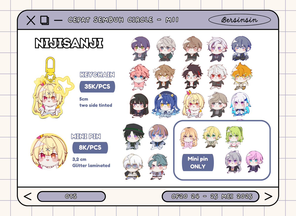 BersinSin's tweet photo. 🔃 AND ❤️ ARE APPRECIATED
BERSINSIN #CFXX OTS CATALOGUE

🌸 24-25 May 2025
🌸 M-11 Booth Cepat Sembuh
🌸 Project Sekai, Vocaloid, Nijisanji, KHR, Gakumas

#comifuroXX #CFXXcatalogue #comifuroXXcatalogue #CF20 #comifuro20 #CF20catalogue #comifuro20catalogue (1/3) https://t.co/Bv8QB1YMAG
