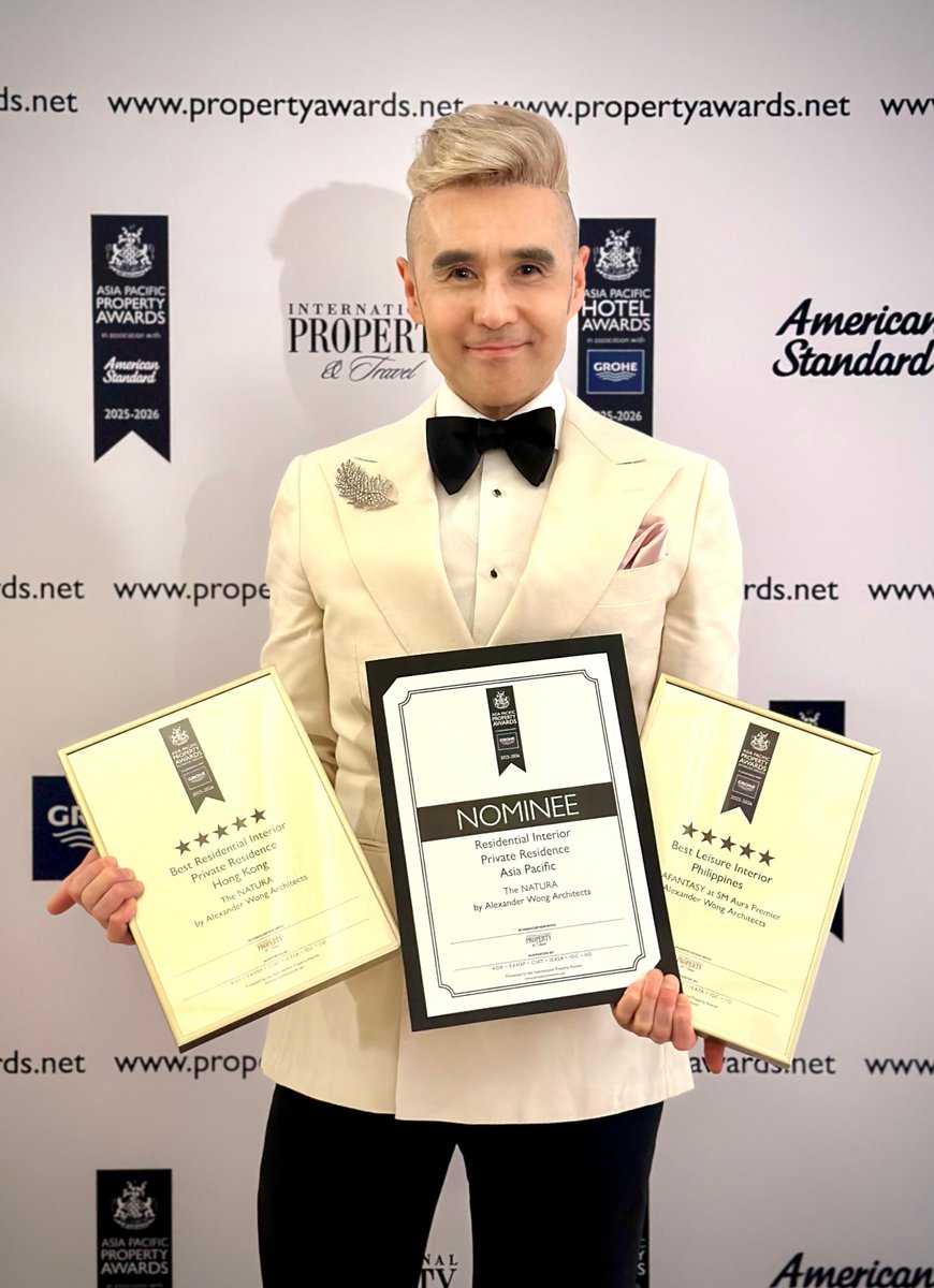 Alexander Wong wins Two Major Design Awards for "The NATURA" and "AURAFANTASY" at Asia Pacific Property Awards 2025-26 in Bangkok Thailand, 16 May 2025

propertyawards.net/region/asia-pa…