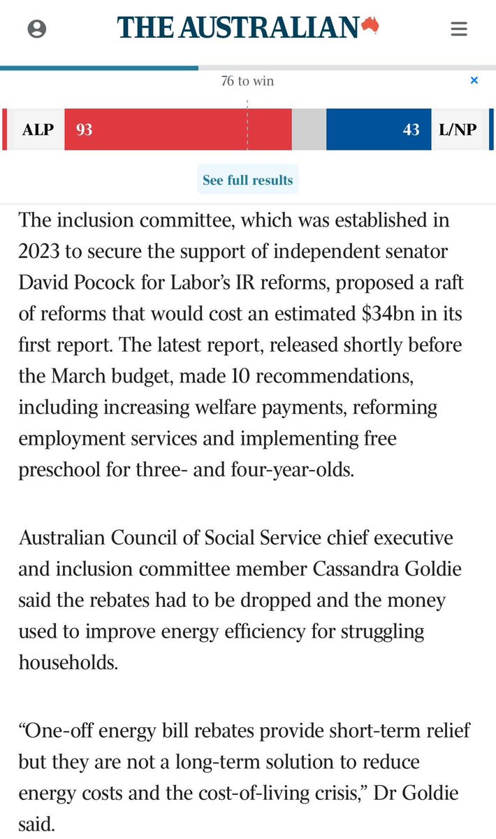 Rather than short-term rebates that aren’t means tested, ppl would benefit more with ongoing energy bill savings from targeted govt support for electrification (solar, batteries etc) for households who struggle to afford to transition. Govt should listen to advice from experts👇