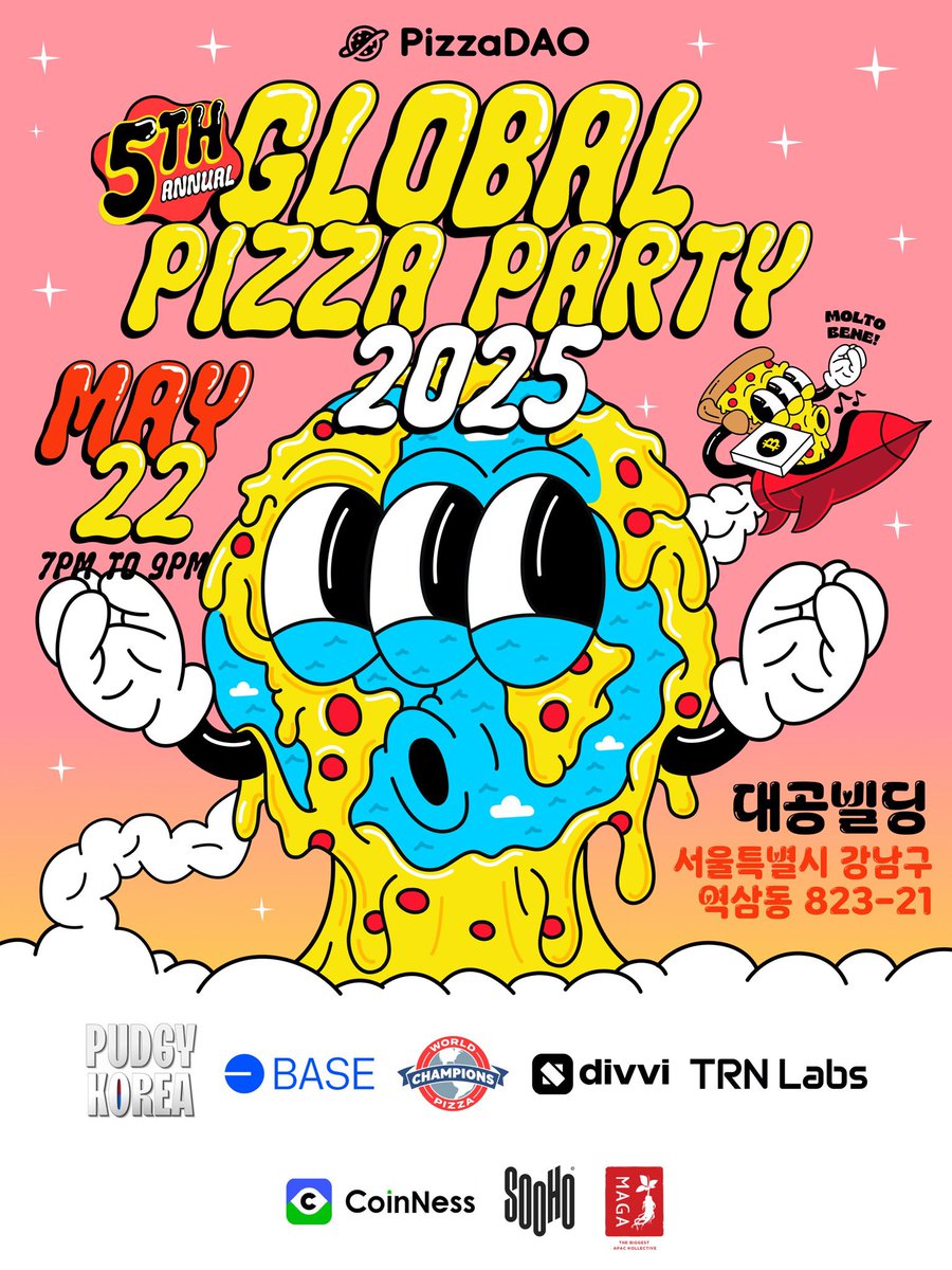 jayonchain (@jayonchain247) on Twitter photo 5th Global Pizza Party coming to Seoul this Thursday ๐
I started my web3 journey with
<a href="/Pizza_DAO/">PizzaDAO.eth ๐๐ดโโ ๏ธ</a> and weโve been building this global culture ever since.
This week, weโre celebrating what could be a historic year for crypto with Seoul degen frens!
On the weekend, we are going 5th Global Pizza Party coming to Seoul this Thursday ๐
I started my web3 journey with
<a href="/Pizza_DAO/">PizzaDAO.eth ๐๐ดโโ ๏ธ</a> and weโve been building this global culture ever since.
This week, weโre celebrating what could be a historic year for crypto with Seoul degen frens!
On the weekend, we are going