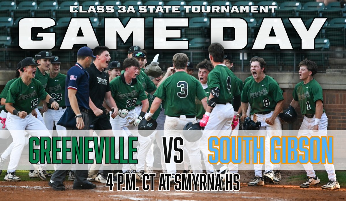 It's State Tournament Game Day!!!!

The Greeneville baseball team will open the Class 3A State Tournament against South Gibson.

⏰4 p.m. CT
📍Smyrna HS
📻 <a href="/MatthewPalazzo5/">Matthew Palazzo</a>  on Jewel 95.5 FM
📱 <a href="/Tyler__Nichols/">Tyler Nichols</a>  will have updates here