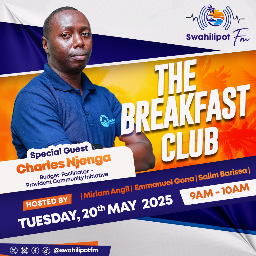 Provident community initiative (@provident_ke) on Twitter photo 📢 TUNE IN TODAY!
Our ED @charlesalexn joins <a href="/swahilipotfm/">SwahilipotFm 91.7</a>’s The Breakfast Club to discuss the #FinanceBill2025 and why public participation matters.
🗓️ 20th May
🕘 9 AM – 10 AM
📍 Swahilipot FM
#PublicParticipation #CharlesNjenga #BudgetMatters #SwahilipotFM 📢 TUNE IN TODAY!
Our ED @charlesalexn joins <a href="/swahilipotfm/">SwahilipotFm 91.7</a>’s The Breakfast Club to discuss the #FinanceBill2025 and why public participation matters.
🗓️ 20th May
🕘 9 AM – 10 AM
📍 Swahilipot FM
#PublicParticipation #CharlesNjenga #BudgetMatters #SwahilipotFM