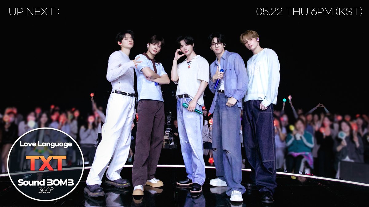 [UP NEXT/Teaser]📣TOMORROW X TOGETHER "Love Language"｜Spatial Audio🎧Live
 
📌2025.5.22 6PM(KST) Premiering/プレミア公開/¡Estreno!

[Teaser Trailer]👉👉 youtube.com/shorts/xMwU434…

Amazing Vocals, Amazing Looks...🫢 All Five of Them✨