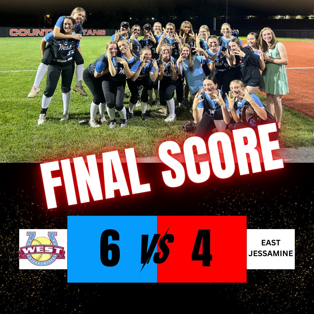 What a night!  These girls fought for each other and never gave up.  What a come back win over East to take us to the District Championship game. 

Offensive leaders:
A Myszak  3 for 4
KK Tate  2 for 4 

Pitching 
KK Tate  7IP, 3ER,3Ks