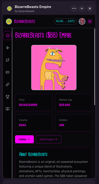libianca7's tweet image. and $BB are dropping pure magic! Check out this wild NFT and a meme to make you lol! 🦎BizarreBeasts is where it’s at! The community’s passion for odd animals and killer NFTs has me hooked.@bizarrebeasts_ 

#basebatch #miniapp #bizarrebeasts