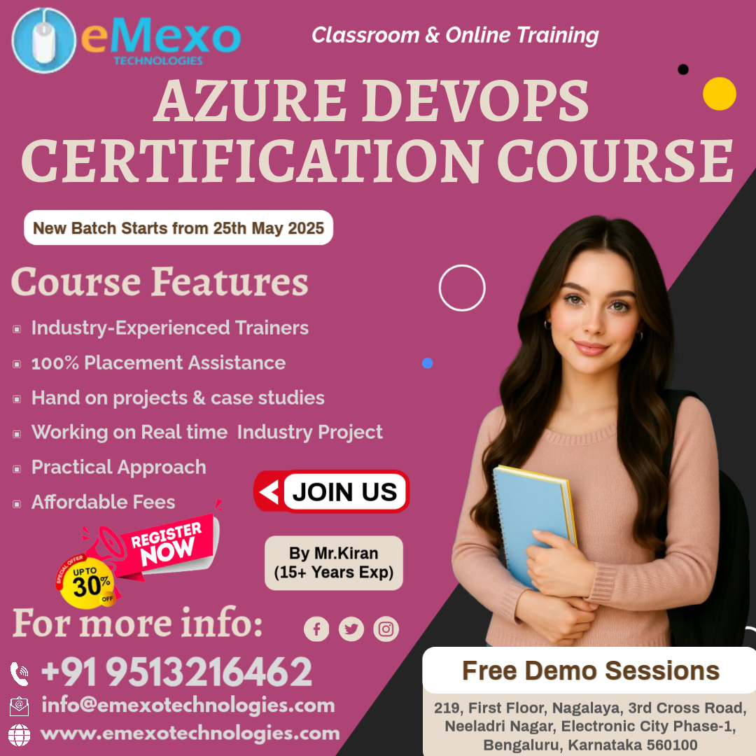 gokulemexo's tweet image. Master Azure DevOps &amp;amp; Accelerate Your Cloud Career – Enroll Now!  Exclusive 30% OFF on Azure DevOps Training – Online &amp;amp; Offline Batches Available!  

Call: +91 9513216462  

Visit Us: emexotechnologies.com/courses/micros…… 

Location:Bangalore,Karnataka  

#AzureDevOpsTraining #AzureDevOps