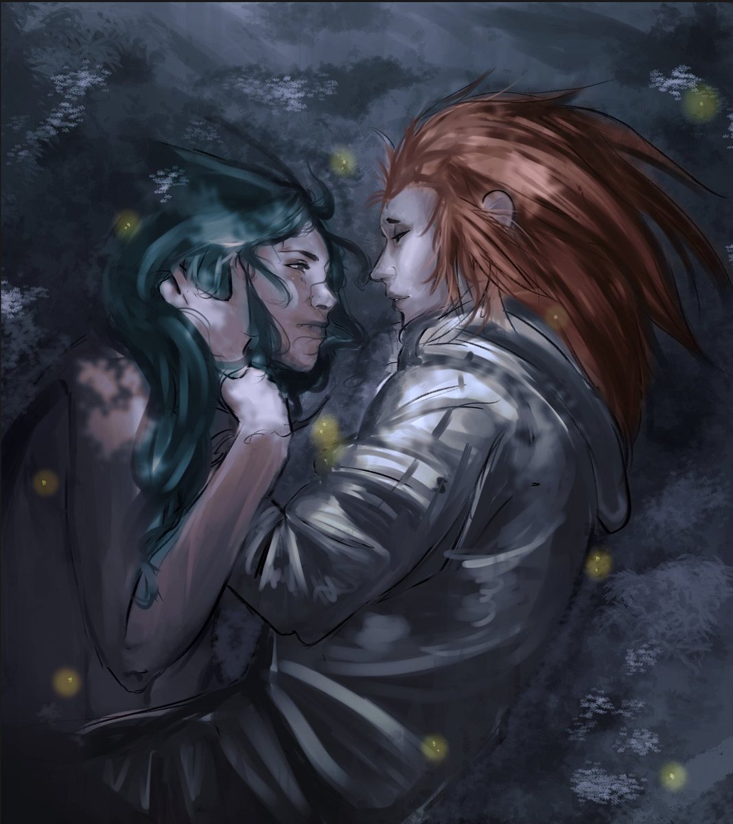 Painting of Axel and Niobe. I wanted to make something soft.