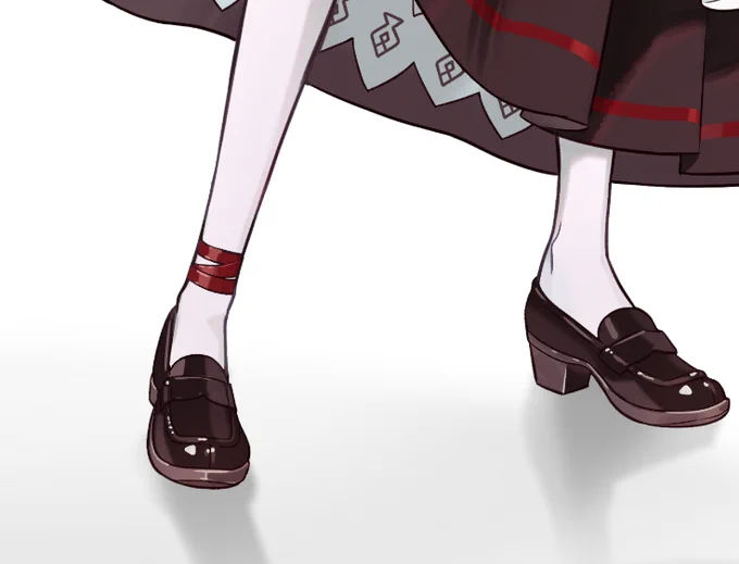 ローファーがツヤツヤに描けたのでみて…