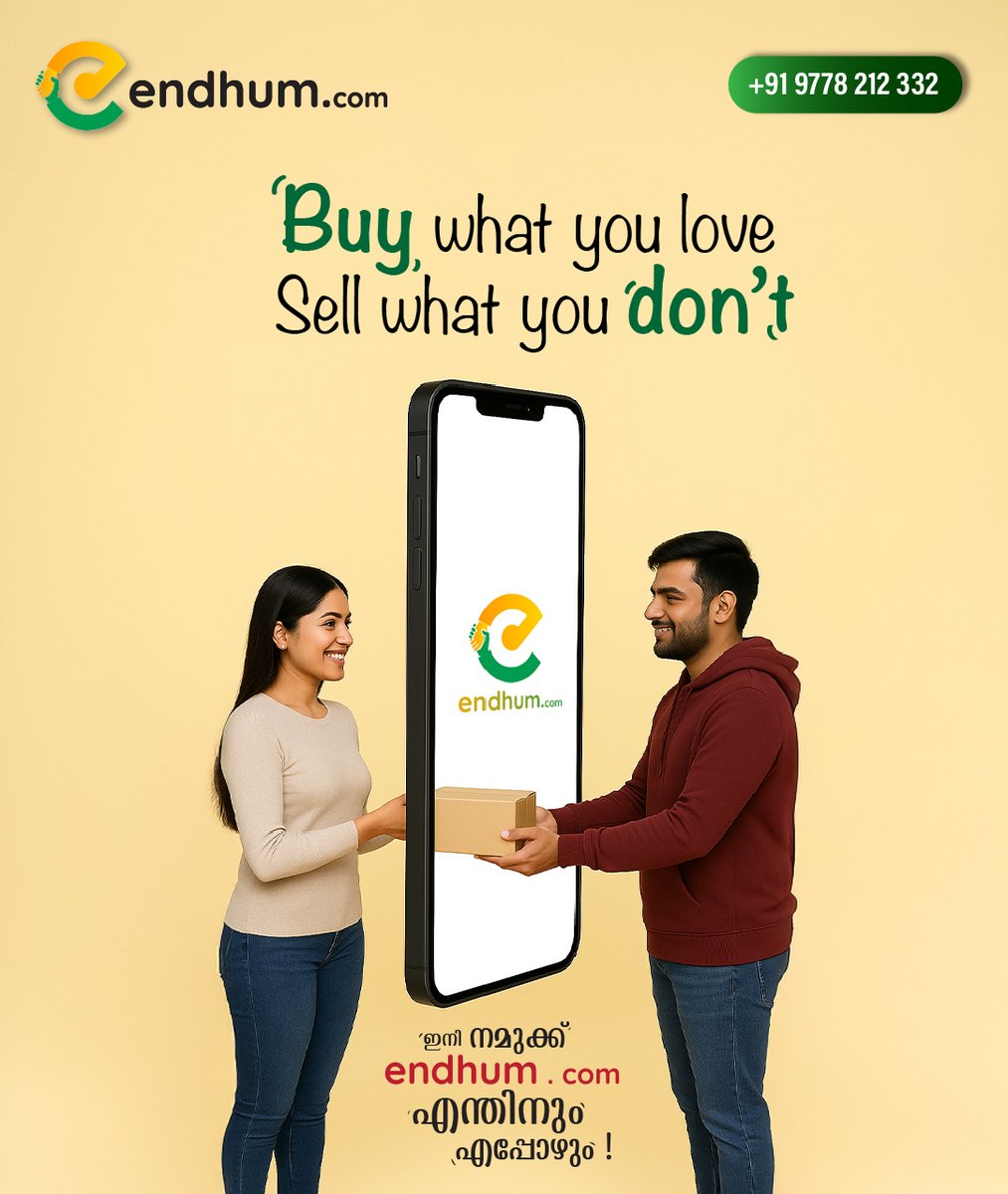 Endhum2025's tweet photo. Buy what you ❤️, sell what you don’t!
Turn clutter into cash on https://t.co/1LiEgPluCV 💸📦
Your deal. Your space. Your marketplace.

🟡 https://t.co/ym4qx9KWio | 📞 +91 9778 212 332

#endhum #BuyAndSell #SmartShopping #DeclutterAndEarn https://t.co/nTb7F9Nt0E