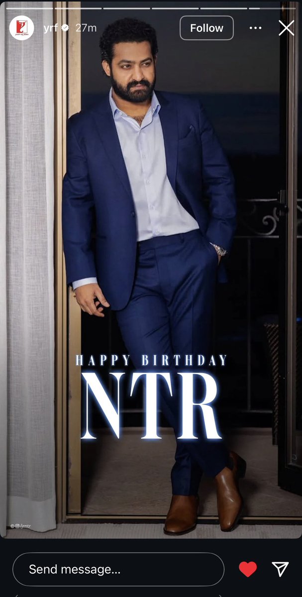 DevaDevakota4's tweet photo. @yrf Birthday Wishes Via @instagram 🔥

#HappyBirthdayNTR @tarak9999 

#War2Teaser #War2 https://t.co/c2nVoks6BC